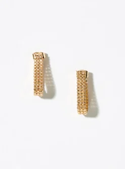 Metallic triple-row earrings