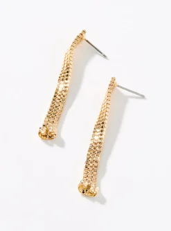 Metallic triple-row earrings
