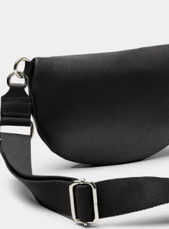Metallic-accent pebbled leather belt bag
