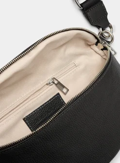 Metallic-accent pebbled leather belt bag