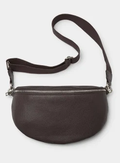 Metallic-accent pebbled leather belt bag
