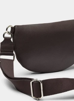 Metallic-accent pebbled leather belt bag