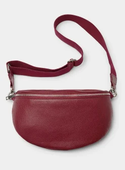 Metallic-accent pebbled leather belt bag