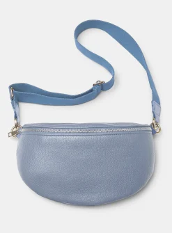 Metallic-accent pebbled leather belt bag