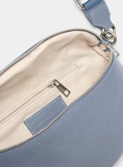 Metallic-accent pebbled leather belt bag