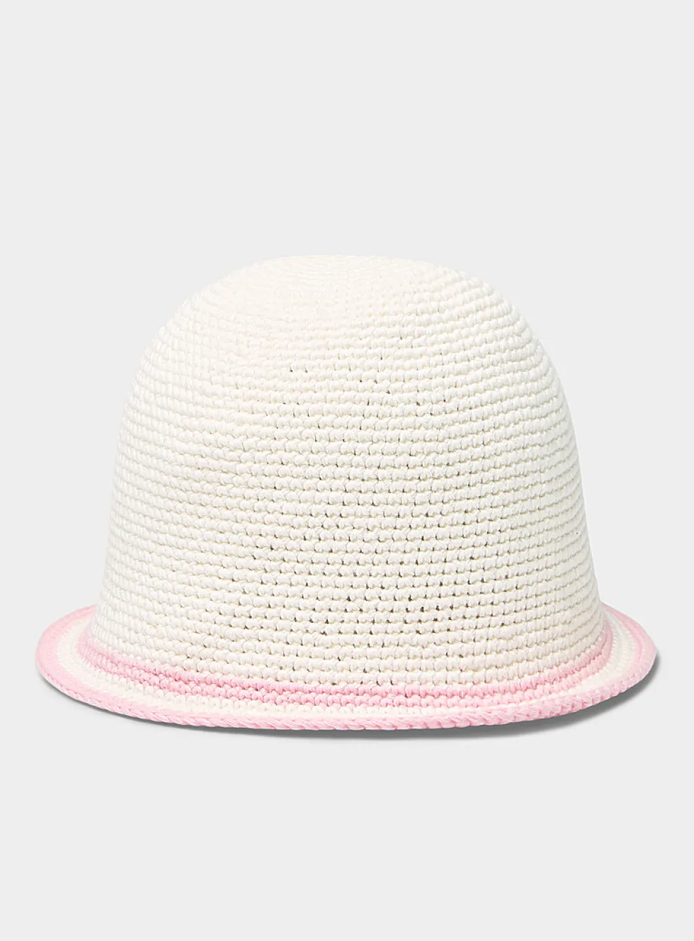 Metallized logo crocheted knit bucket hat