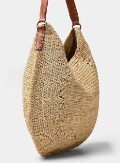 Meva crocheted raffia hobo bag