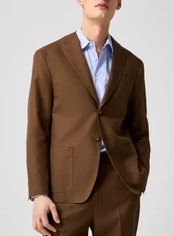 Michel brown linen-lyocell jacket