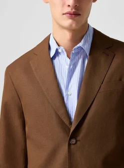 Michel brown linen-lyocell jacket