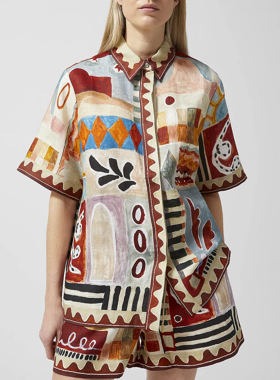 Michelle painted shapes pure linen shirt