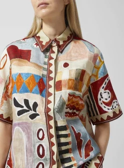 Michelle painted shapes pure linen shirt