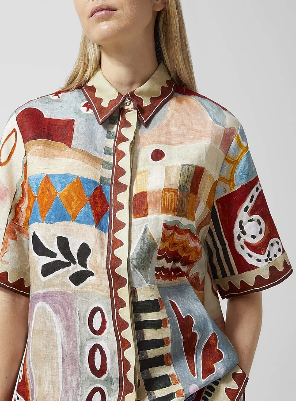 Michelle painted shapes pure linen shirt