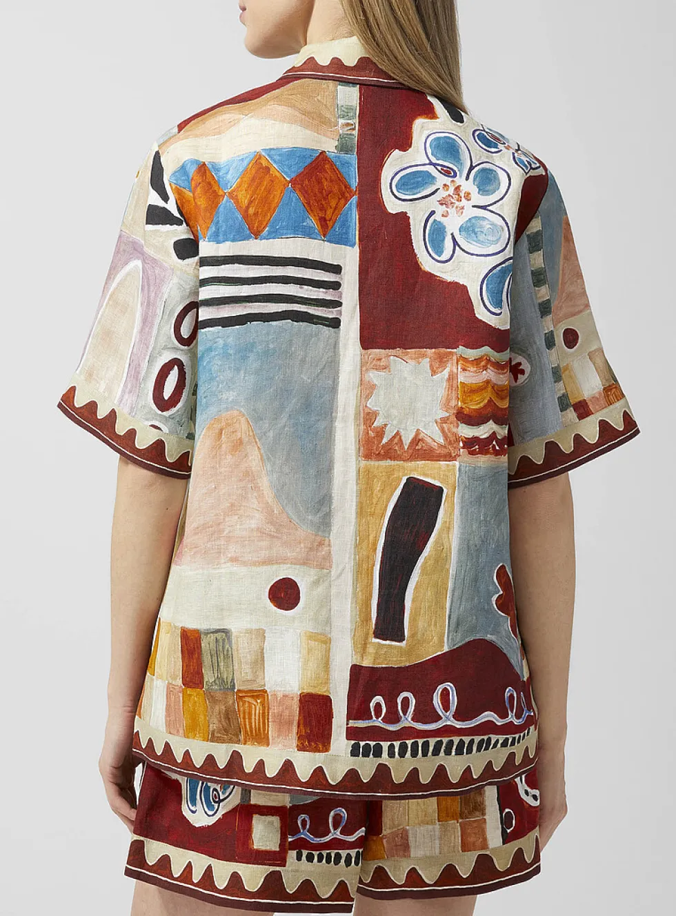 Michelle painted shapes pure linen shirt