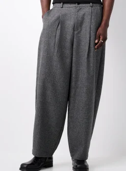 Micro-check pleated barrel pant
