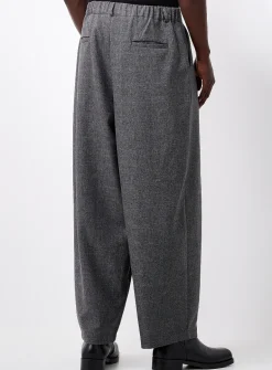 Micro-check pleated barrel pant