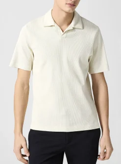 Micro-waffled Johnny collar polo shirt