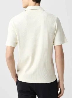 Micro-waffled Johnny collar polo shirt