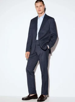 Midnight-blue piqué suit