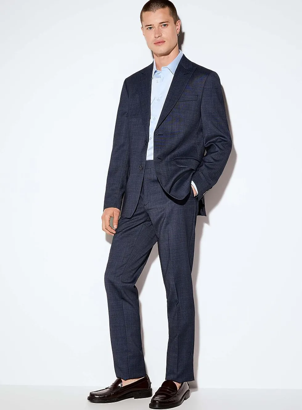 Midnight-blue piqué suit