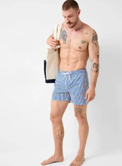 Mini pattern and twin-stripe swim trunk