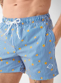 Mini pattern and twin-stripe swim trunk