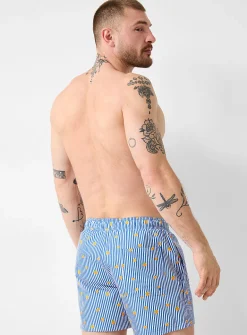 Mini pattern and twin-stripe swim trunk