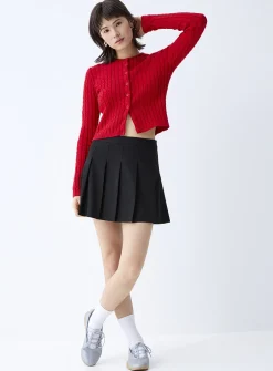 Mini-cable cropped cardigan