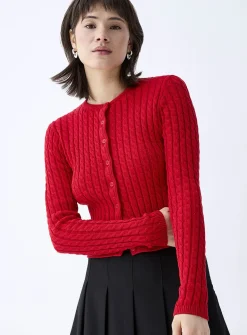 Mini-cable cropped cardigan