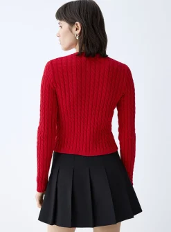 Mini-cable cropped cardigan