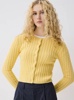 Mini-cable cropped cardigan