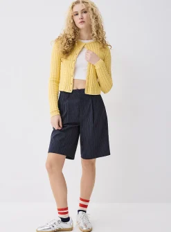 Mini-cable cropped cardigan