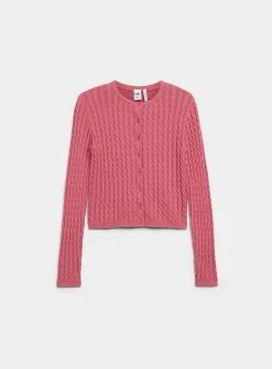 Mini-cable cropped cardigan