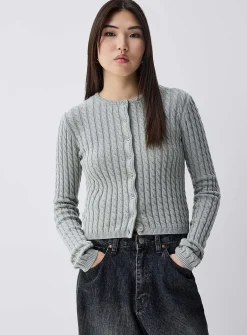 Mini-cable cropped cardigan