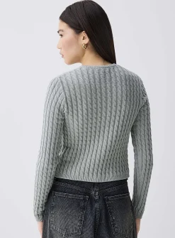 Mini-cable cropped cardigan