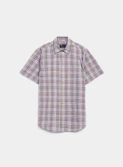 Mini-check cotton and linen shirt