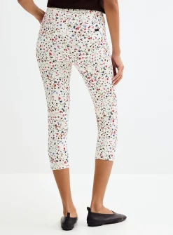 Mini-flower stretch denim capri legging