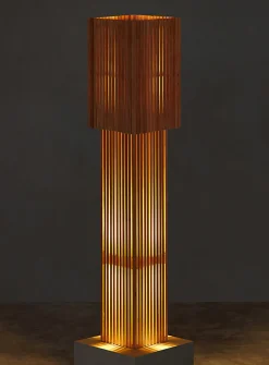 Minimalist birch wood floor lamp
