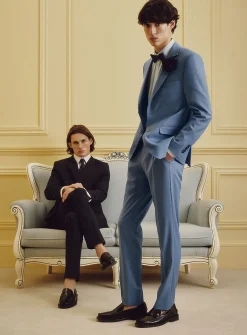 Minimalist colourful twill suit