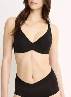 Minimalist solid-colour plunge bra