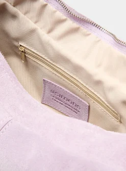 Minimalist suede half-moon hobo bag