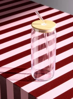 Minimalist tall glass with straw