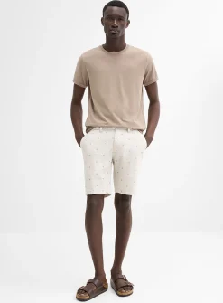 Mini-pattern cotton and linen Bermudas