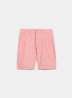 Mini-pattern cotton and linen Bermudas