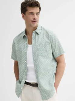 Mini-pattern cotton-linen shirt