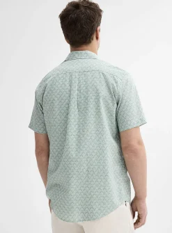 Mini-pattern cotton-linen shirt