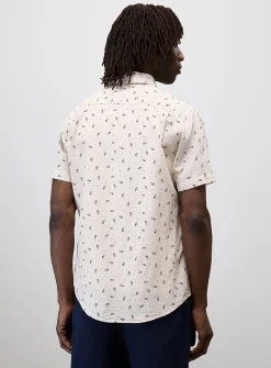 Mini-pattern cotton-linen shirt