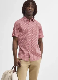 Mini-pattern cotton-linen shirt