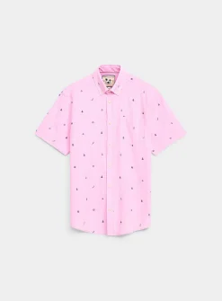 Mini-pattern cotton-linen shirt