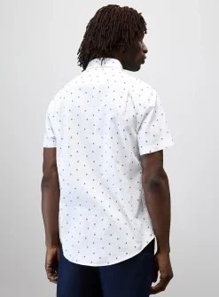 Mini-pattern cotton-linen shirt