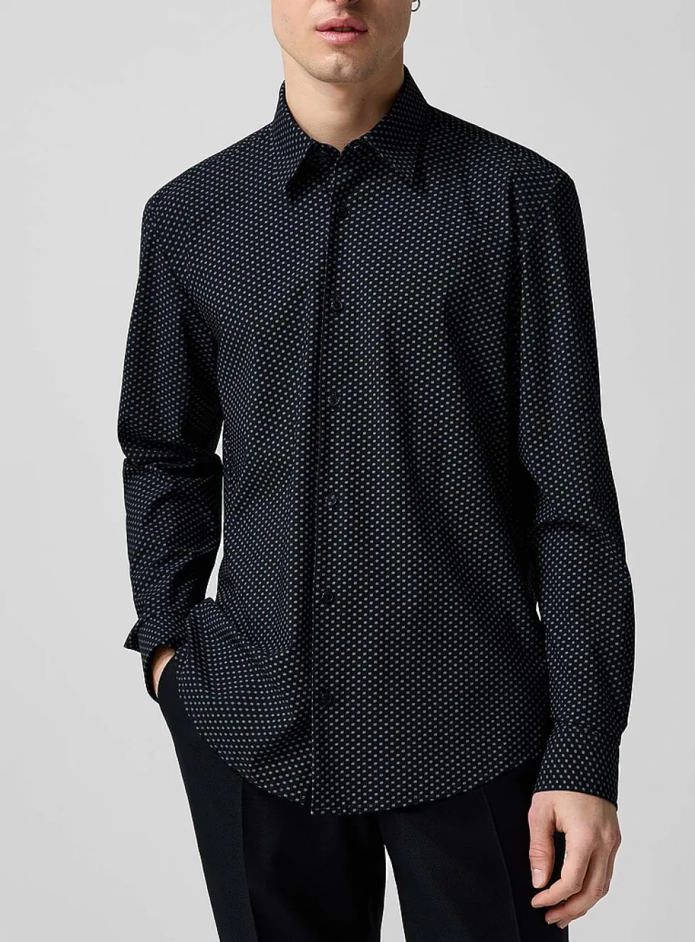Mini-pattern stretch shirt